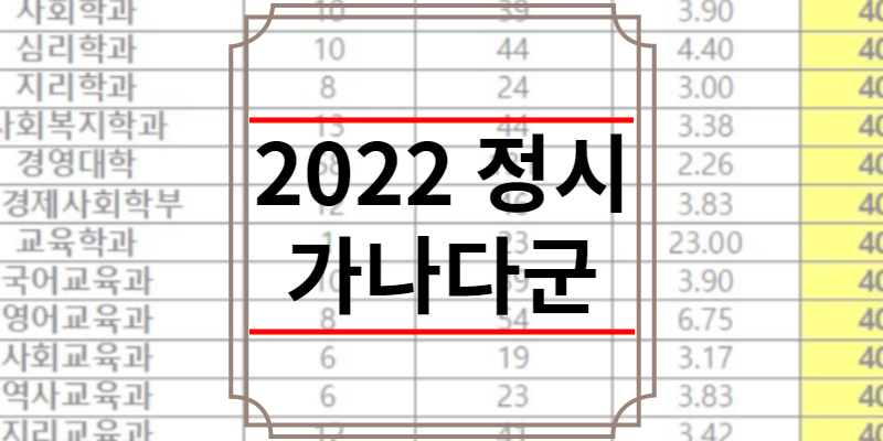 2022 정시 가나다군