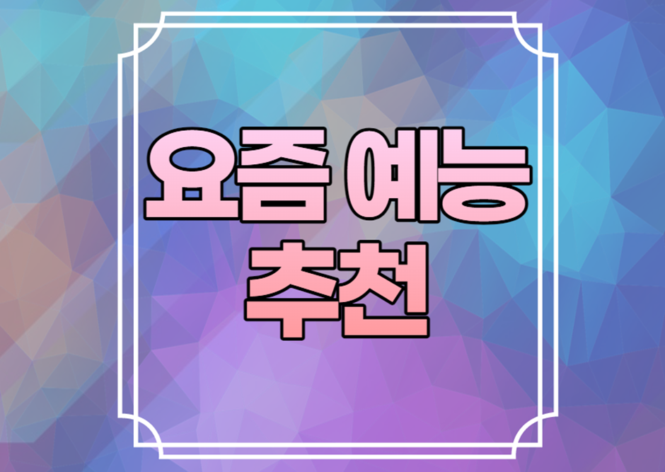 요즘 예능 추천