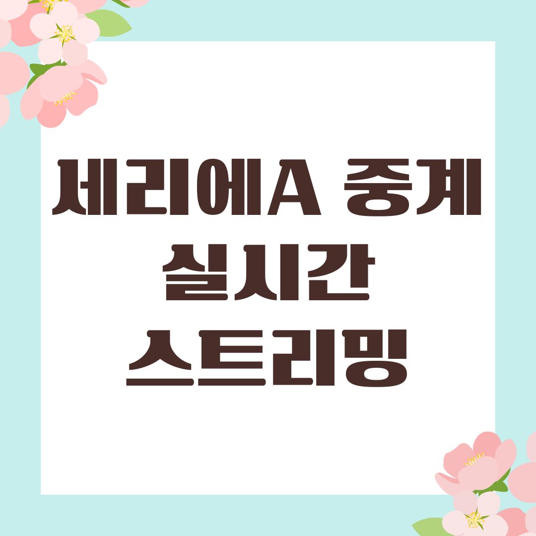 세리에A 중계 실시간 스트리밍