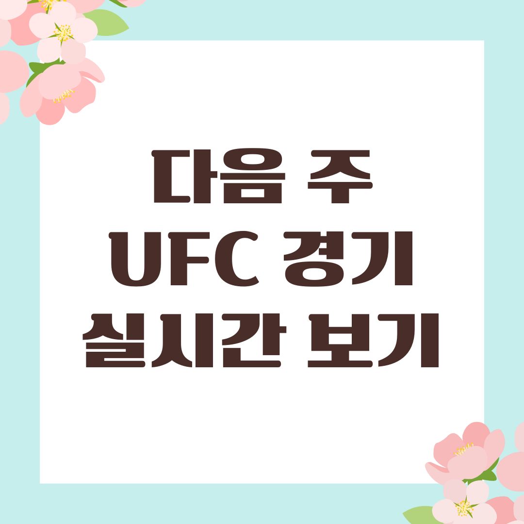 다음 주 UFC 경기 실시간 보기