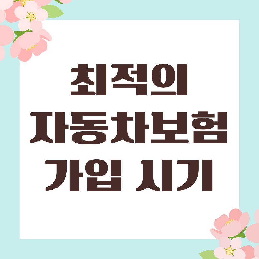 최적의 자동차보험 가입 시기